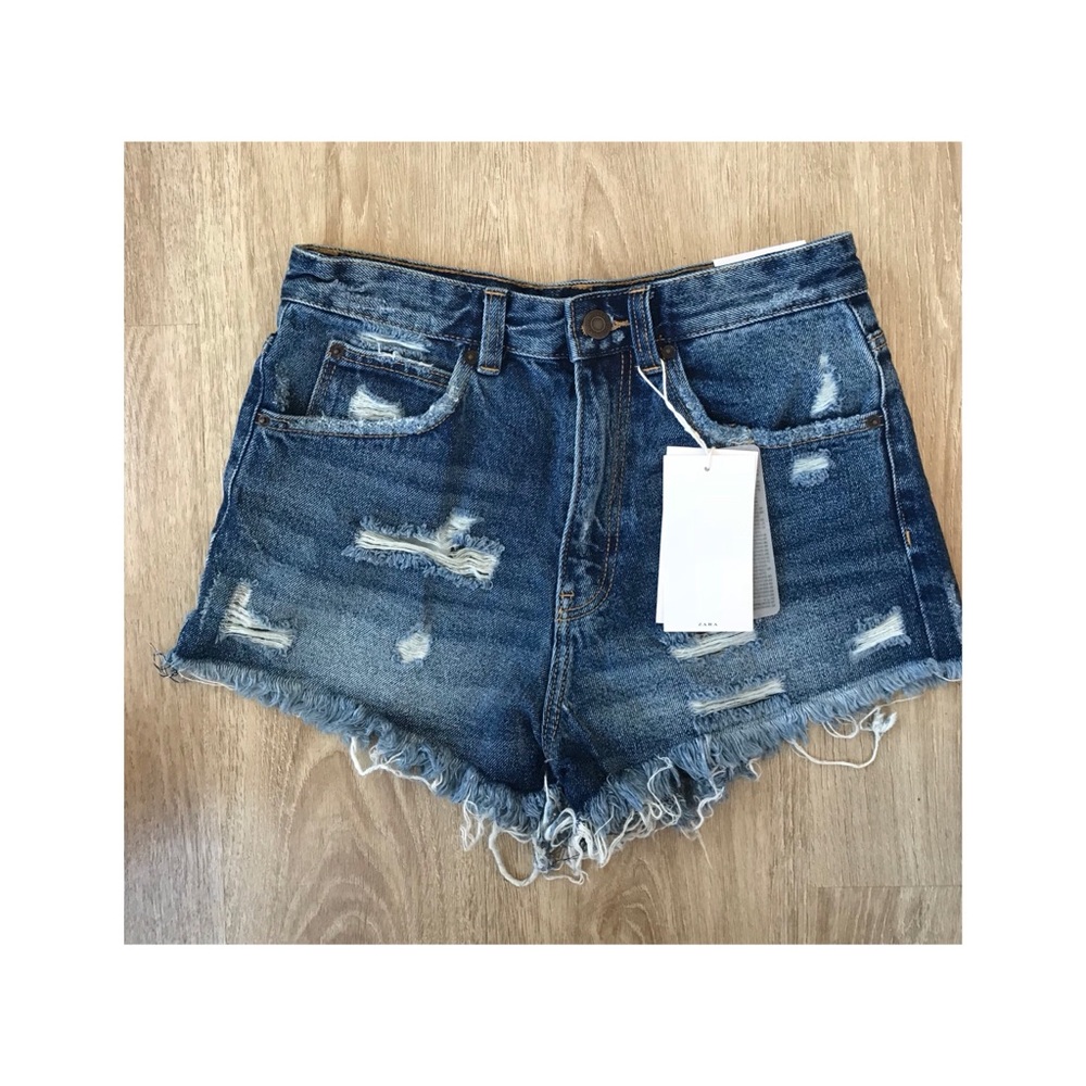 Zara distressed denim shorts